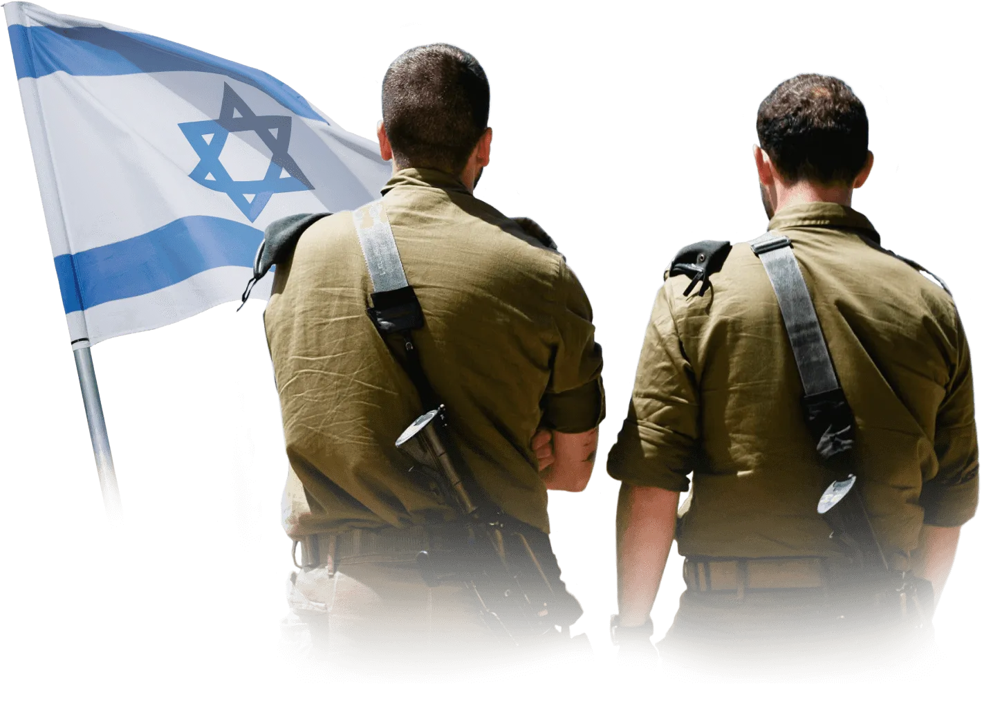 Israel Defense Forces soldiers with the Israeli flag