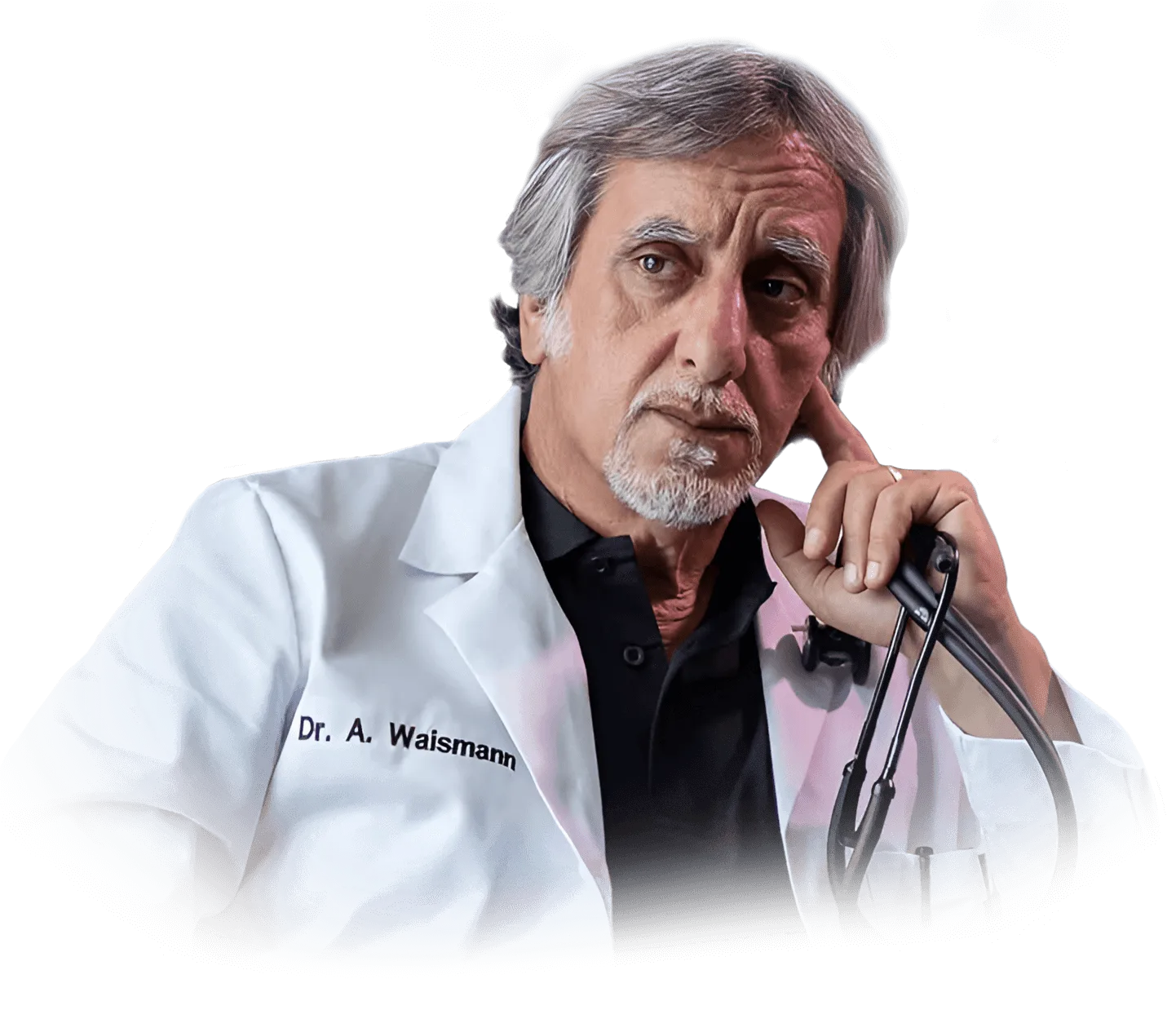 Dr. Andre Waismann in a white coat